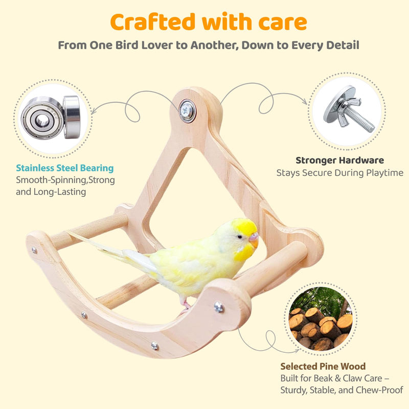 Bird Perch Toy, Interactive Rocking Parakeet Toys and Perches, Wooden Exercise Cockatiel Toys, Intelligence Birds Enrichment Toy for Parrot, Bird Cage Accessories Perch for Budgies Conure - PawsPlanet Australia