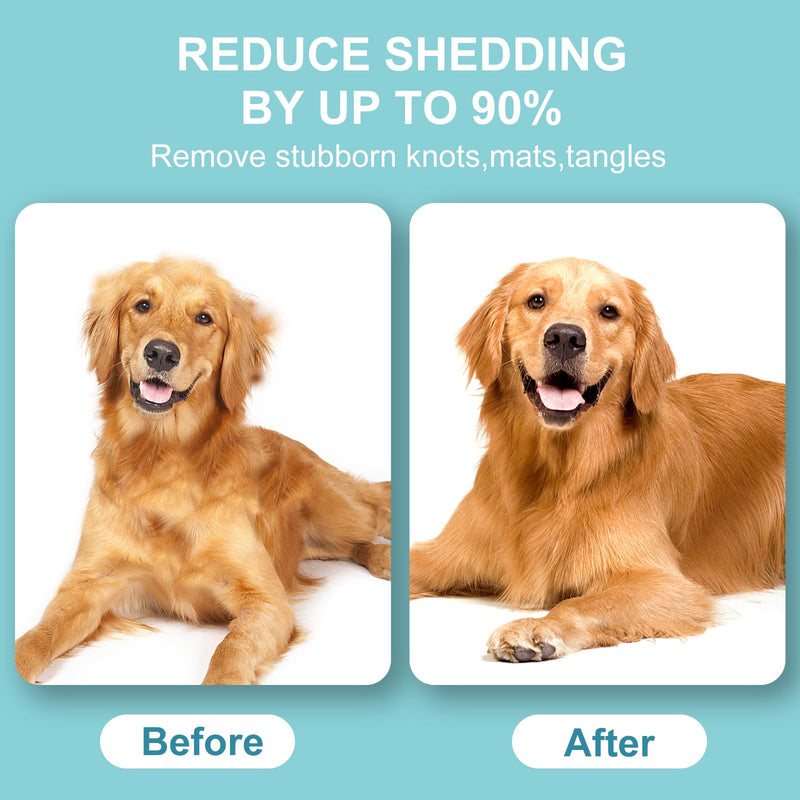 Pet Grooming Brush, Double Sided Undercoat Rake for Dogs & Cats, Professional Deshedding Brush and Dematting Tool, Safe and Effective Removing Knots, Mats, Tangles,and Flying Hair (Blue) Blue - PawsPlanet Australia