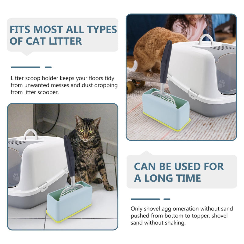 Abaodam 2-Piece Plastic Cat Litter Scoop Holder, Household Scoop Stand, Blue with Bracket, Wear-Resistant and Easy to Clean