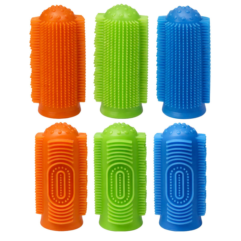 G.B.S Dog Toothbrush, 360 Dog Tooth Brushing Kit, Finger Toothbrush, Cat Tooth Brush, Teeth Cleaning, Pet Tooth Brush for Small & Large Pets, Reusable, 3-Pack Multicolor (Multicolor, Pack of 6)