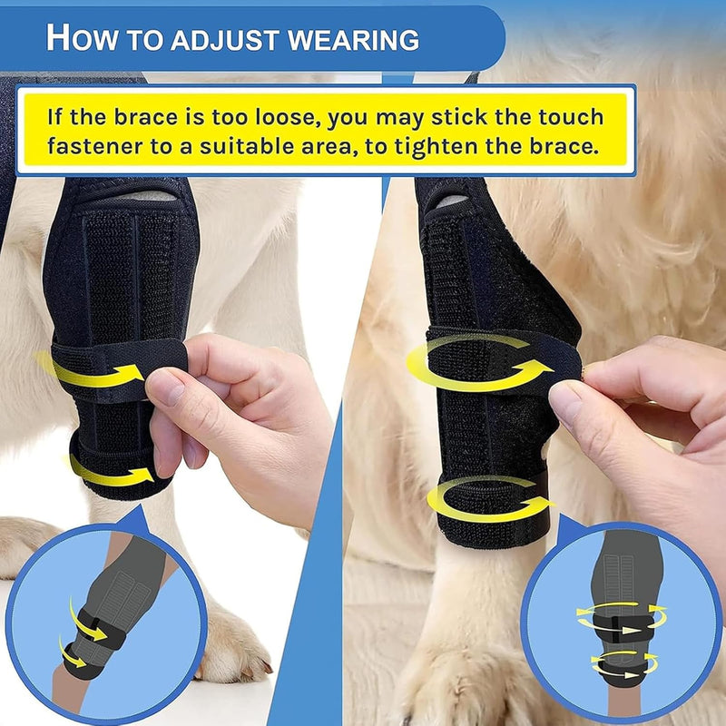 Dog Knee Brace - Knee Cap Dislocation for ACL, CCL, Cruciate Ligament Injury, Joint Pain and Muscle Sore, Adjustable Dog Rear Legs Bracer with Metal Side Stabilizers (Black, Medium-Right) - PawsPlanet Australia