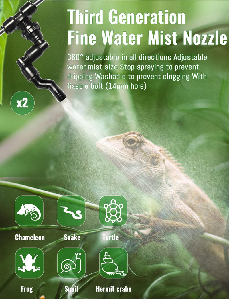 Reptile Mister Automatic, Quiet Reptile Misting System with Timer, Reptile Fogger Humidifiers with Fine Water Mist Nozzles, Terrarium Mister Humidifiers with Water Shortage Protection 2nd Gen Touch Version - PawsPlanet Australia