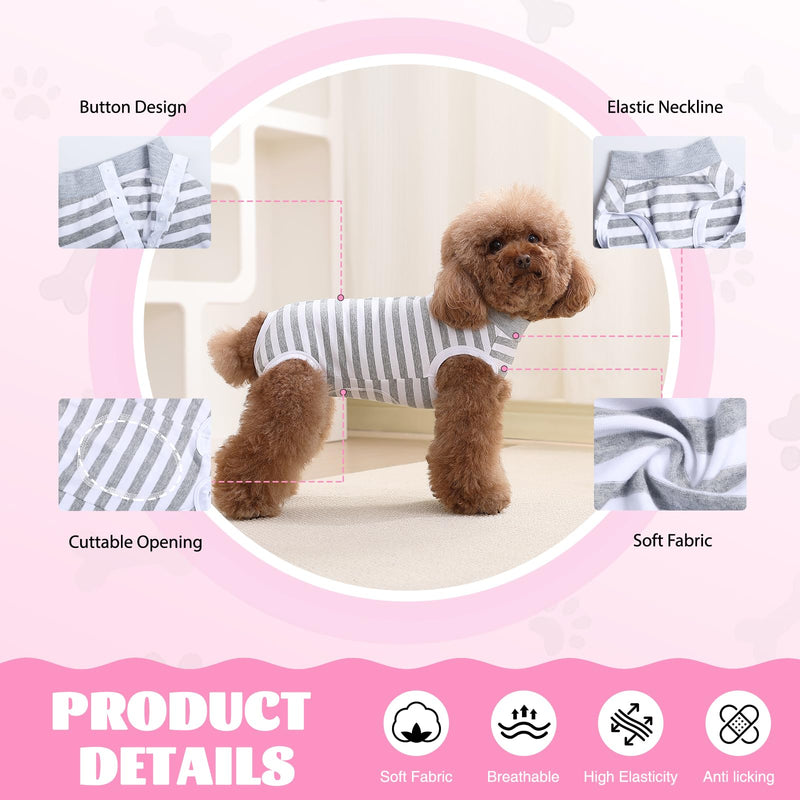 Dog Surgery Recovery Suit,Surgical Recovery Suit for Female and Male After Surgery, Dog Surgical Shirt,Puppy Onesie Bodysuit for Small Medium Dogs and Cat (Gray/White, S) Gray/White