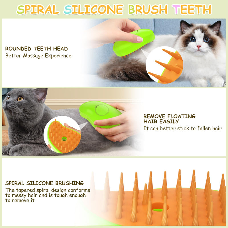 Cat Steam Brush, 3 In1 Steam Cat Brush, Steam Brush for Cats, Steamy Cat Brush, Rechargeable Silicone Steam Pet Brush, Multifunctional Pet Hair Comb for Removing Tangled And Loosse Hair (Yellow) Yellow - PawsPlanet Australia