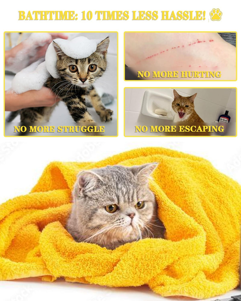 Cat Bathing Bag & Nail Clipper for Bathing Set, Cat Shower Bag Anti Scratch or Bite Breathable Adjustable Mesh Grooming Washing Bag, Includes Pet Nail Clipper & File for Cats Washing - PawsPlanet Australia