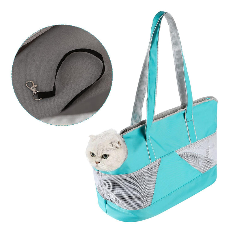 Pet Dog Purse Carrier Breathable Mesh Pets Puppy Cat Travel Outing Tote Bag Portable Cat Sling Carrier Transporter Tote Handbag Lightweight Dog Carrier Shoulder Bag with Thicken Bags Base light blue - PawsPlanet Australia