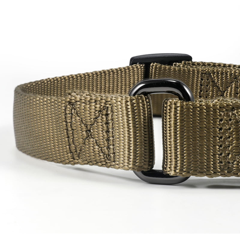 Nylon Adjustable Martingale Dog Collars,Comfort and Silky Training & Daily Use Dog Collar with Heavy Duty D-ring for Active Dogs. (Military Green, Medium) Military Green - PawsPlanet Australia