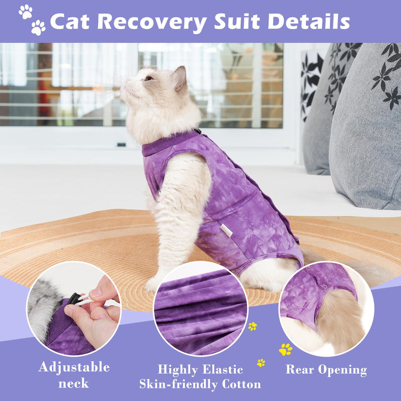 2 Pack Cat Surgery Recovery Suit Clothes for Female and Male,Cat Onesie Shirts for Cats After Surgery,Cat Spay Surgical Recovery Suit,Cat Cone to Stop Licking Abdominal Wound Alternative-Pink&Purple,M Medium Pink,Purple - PawsPlanet Australia