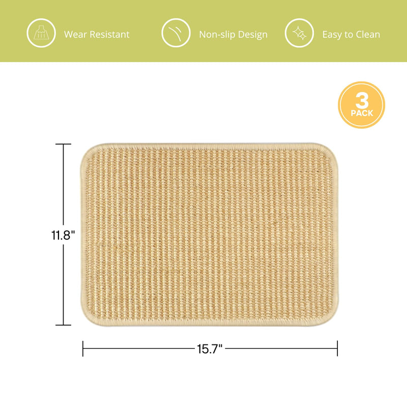 3-Pack Rabbit Scratching Pads – Natural Sisal Bunny Scratch Mat for Claw & Teeth Care, Small Animal Enrichment Toys, Chew-Resistant Bedding for Cages, Play Areas (15.7"x11.8") - PawsPlanet Australia
