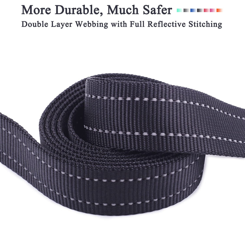 VIVAGLORY Dailyx Dog Leash, Puppy Leash for Training & Walking with Soft Padded Handle, Heavy Duty & Double Layer Nylon for Pet Puppy, 5ft x 1in, Black Leash (5 ft. x 1 in.) - PawsPlanet Australia
