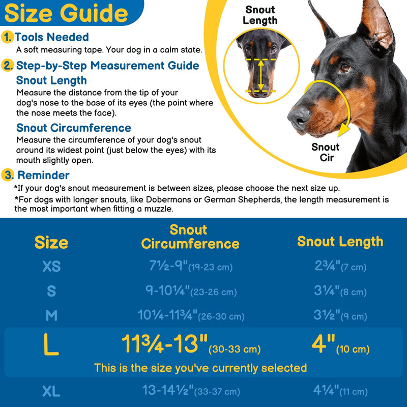 BARKLESS Basket Muzzle for Large Dogs, Humane Muzzle to Prevent Biting and Scavenging, Snap-on Treat Cover Helps Dogs Acclimatize Mouth Cover, Adjustable Mouth Guard for Positive Training, Grooming Black L - PawsPlanet Australia