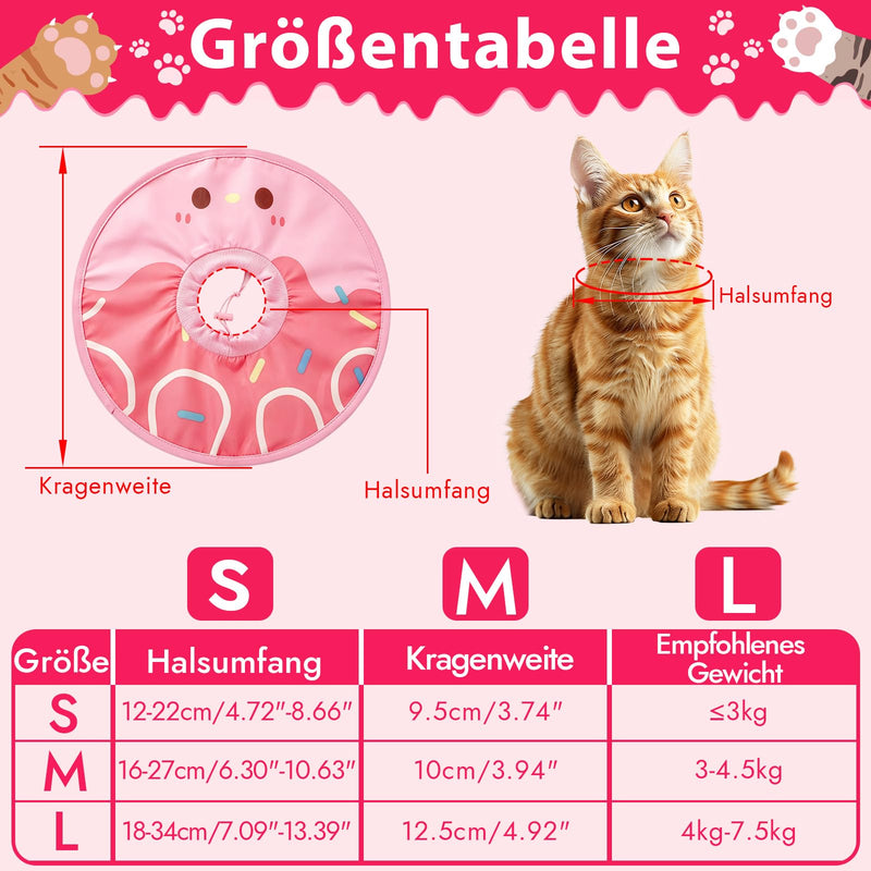 Weich Halskrause Katze, Einstellbar Katzenkragen Leckschutz Katze Halskragen (Rosa, XS) Rosa