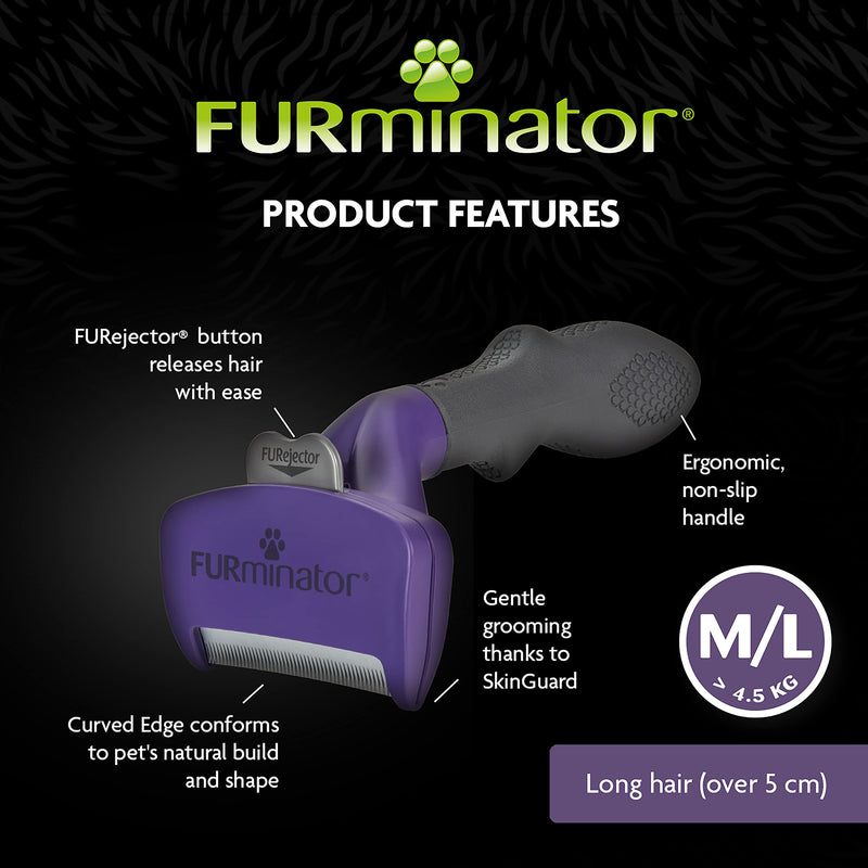 FURminator Undercoat deShedding Tool for Medium/Large Long Hair Cats Over 4.5 kg 1 Count (Pack of 1) yth m