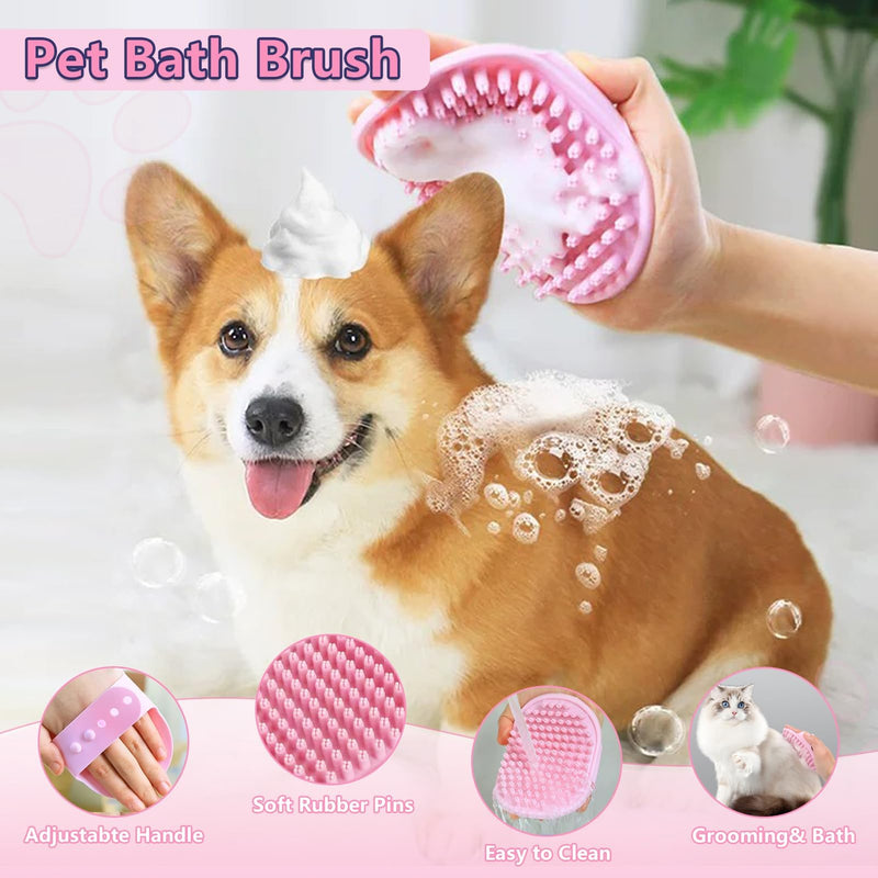 Dog Brush Grooming Kit 6PCS Dog Brush for Shedding-Dogs Brushes for Grooming, Dematting Comb for Dogs, Nail Clipper with Nail File, Flea Comb, Cat Bath Brush-Pink Pink - PawsPlanet Australia