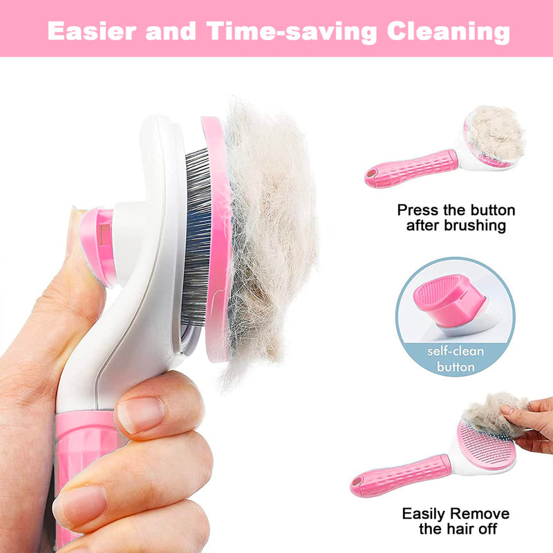 3 Piece Pet Grooming Kit – Self Cleaning Dog Brush, Professional Nail Clippers with Quick Sensor & Safety Lock, Plus Nail File – Ideal for Cats, Dogs, Puppies (Pink) Pink - PawsPlanet Australia