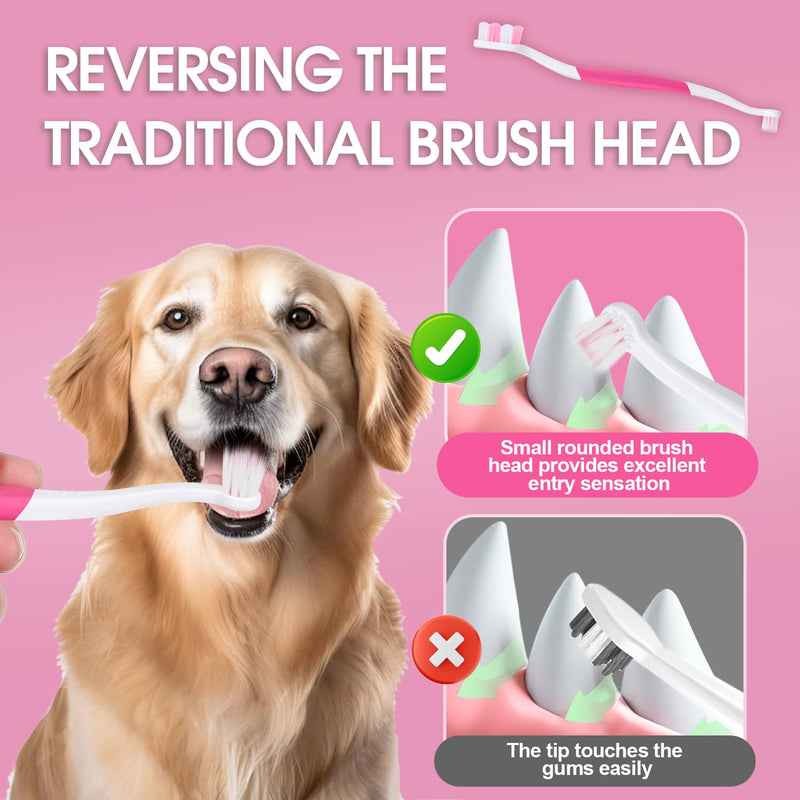 Dog Toothbrush – Newly Upgraded Dual-Head Design with 60° Wavy Bristles + Natural Coconut Oil Cat & Dog Toothpaste