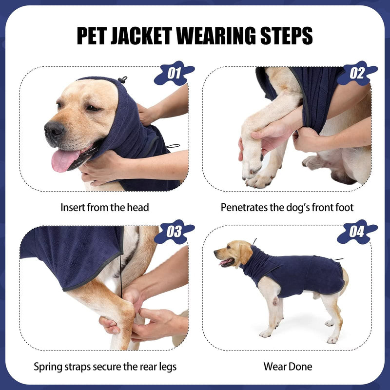 HEYWEAN Dog Fleece Sweaters Sleeveless and Pullover Design Sweatshirt Vest for Dog Small Medium Large XX-Large DarkBlue - PawsPlanet Australia