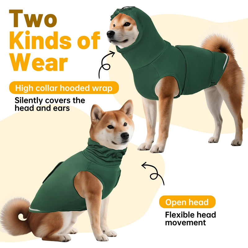 Thunder Vest for Dogs Anxiety, Dog Thunder Jacket for Thunder, Fireworks, Vet Visits & Separation, Keep Pet Calm Without Medicine, Anti Anxiety Vest for Dogs and Cat Body and Ear (Green, XX-Large) Green - PawsPlanet Australia