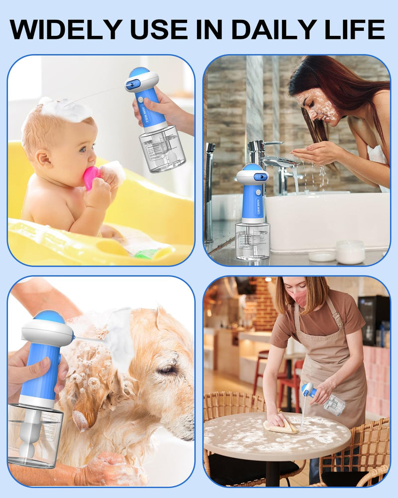 Electric Foaming Shampoo Dispenser, Automatic Soap Dispenser with Magnetic Charging/Ambient Light, for Dog/Cat Bathing, Bathroom, Kitchen Sink, Toilet Cleaning Blue - PawsPlanet Australia