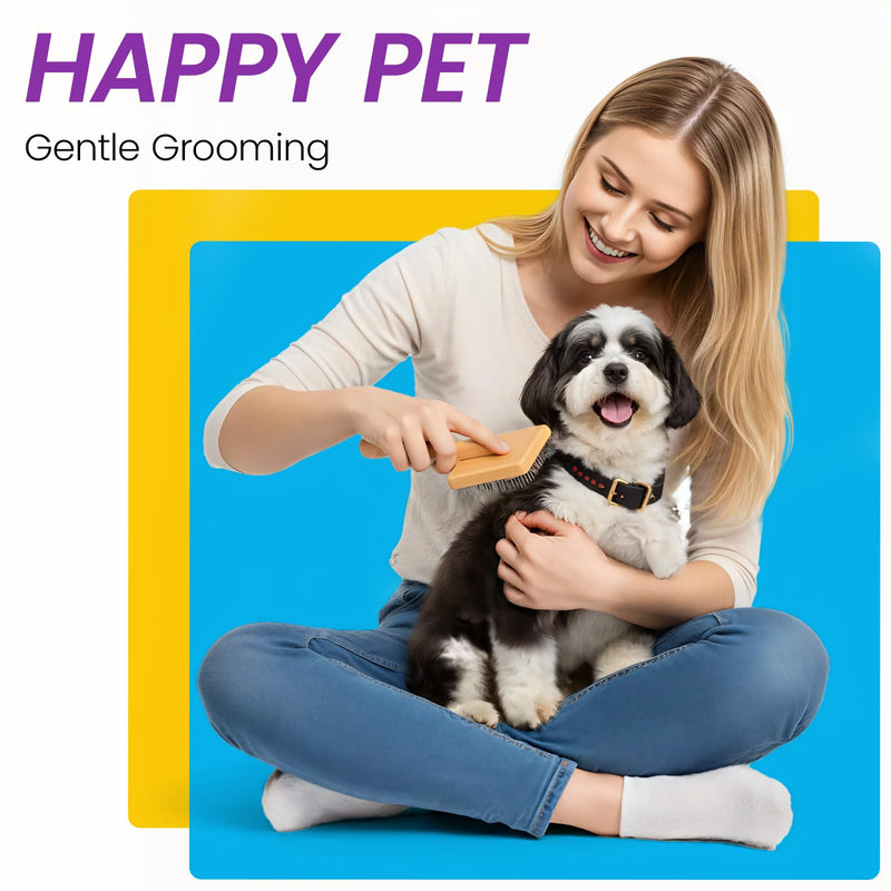 Dog Slicker Brush for Shedding and Grooming, Pet Deshedding Brush with Rounded Tips&Air-Cushion for Dogs & Cats, Undercoat & Dematting Tool for Long/Short Hair Pets