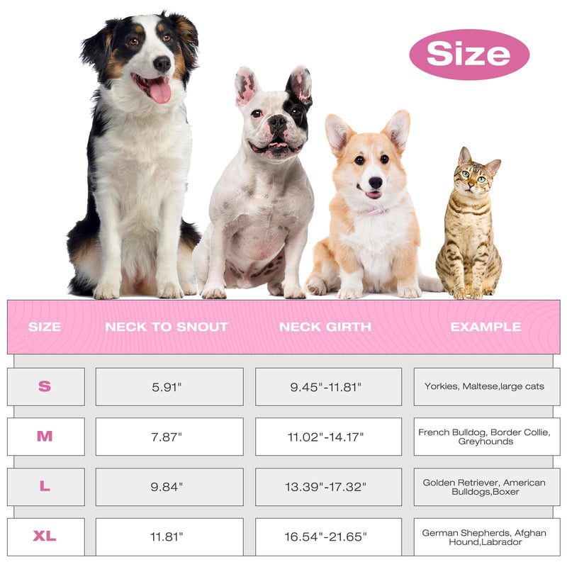 IECOii Soft Dog Cone, Soft Elizabethan Collar Anti Lick Dog Collar Pink S | Breathable Air Mesh|Covered Smooth Snap Buttons|Soft Rounded Edge|Stops Lick-Scratch Injury Cycle|Reusable Long-Term S---Neck:9.4-11.8in