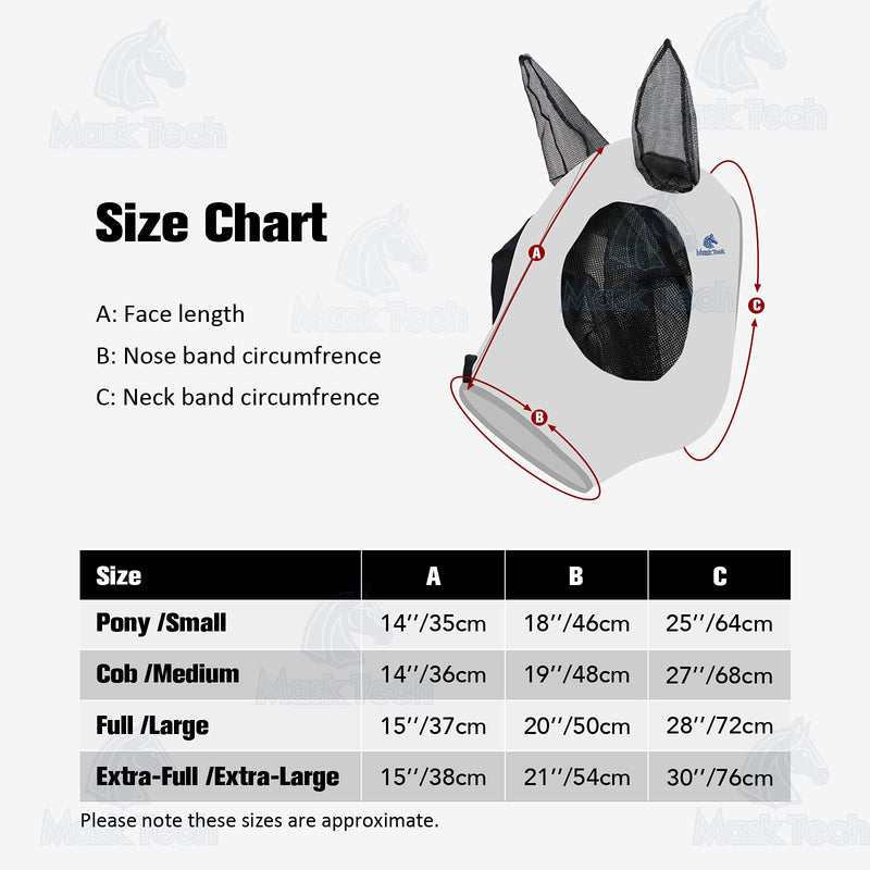 Mask Tech Horse Fly Mask Elasticity Breathable Fabric with UV Protection Soft Mesh for Horse Might Blue M Cob (Medium) Light Blue