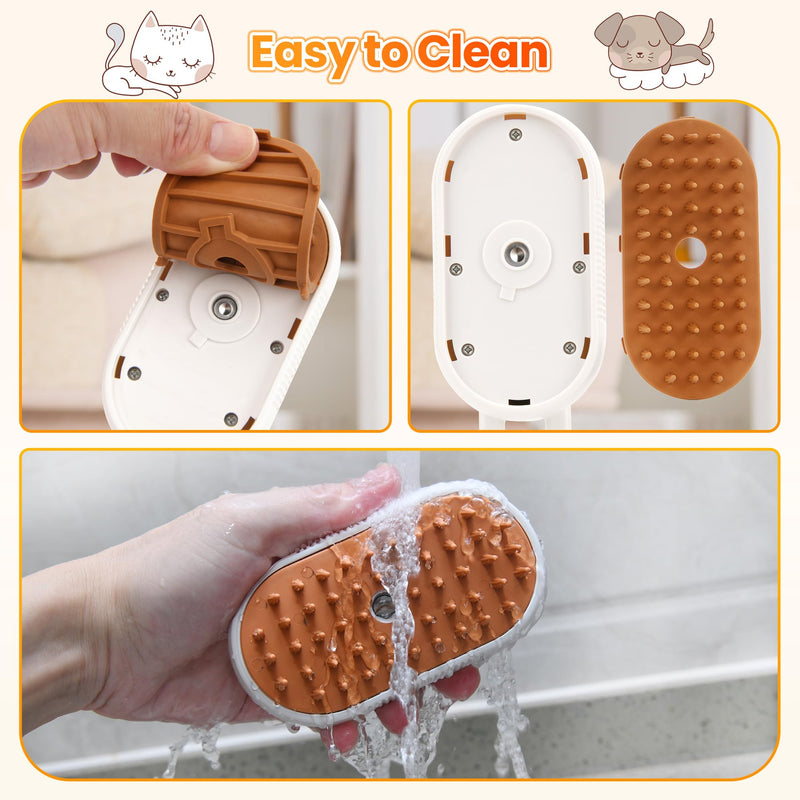 Cat Steam Brush for Shedding, 4-in-1 Rechargeable Steam Pet Brush for Cats & Dogs, Anti-Static, Gentle Fur Removal & Combing, Ideal for Short & Long Hair Pets, Easy to Use - PawsPlanet Australia