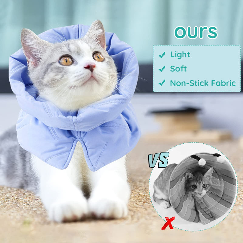 Cat Recovery Collar, Soft Adjustable Cat Cone Alternative, Lightweight Waterproof Fasteners Collars for Cats Kittens Puppies, After Stop Licking and Daily Use (Blue, M(Neck7.9-13.8")) M(Neck7.9"-13.8") Blue