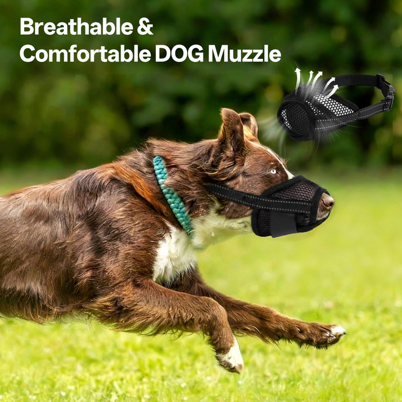 Dog Muzzle 2 Pack, Breathable Mesh Muzzles for Small Medium Large Dogs to Drink Eat Pant, Adjustable Soft Muzzle for Anti-Biting Barking Chewing Licking, Dog Mouth Cover for Vet Grooming, Black L