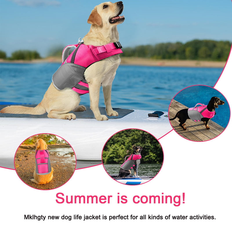 Dog Life Jacket, Reflective & Adjustable Dog Life Vest for Swimming & Boating, Ripstop Pet Safety Vest with Rescue Handle, High Buoyancy Dog Life Preserver for Small Medium Large Dogs Pink - PawsPlanet Australia