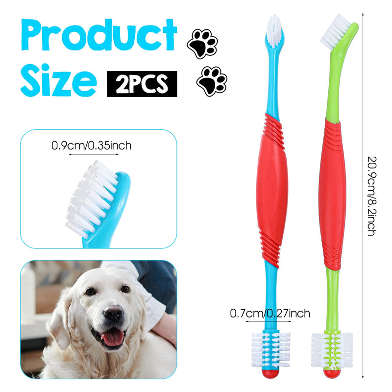 2 PCS Dog Teeth Cleaning Brush, 360 Degree Dog Tooth Brush, Dual Head DogToothbrush, Dogs Cleaning Tooth Brushing Kit, Designed for Pet Dental Care, Keep Pet Teeth Cleaning for Small and Large Dogs - PawsPlanet Australia