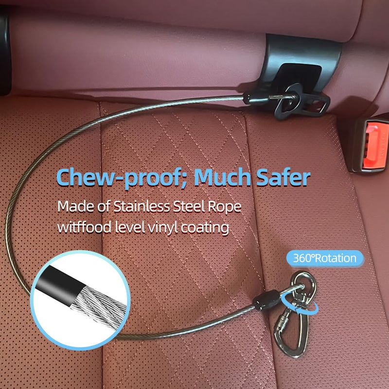 MiaoChuai 3-in-1 Dog Car Seat Belt Harness | Chew-Proof Steel Cable Leash with Heavy-Duty Buckle & Clip | Car Safety Restraint for Small, Medium, Large Dogs (Purple, 32 inch/80 CM) Purple - PawsPlanet Australia