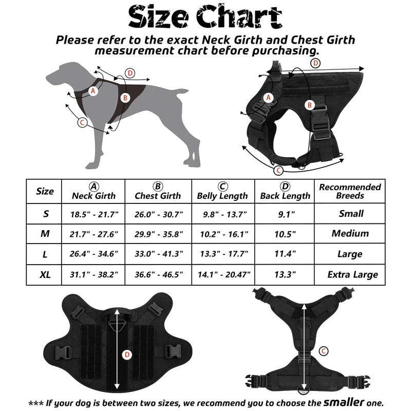 rabbitgoo Tactical Dog Harness for Large Dogs, Heavy Duty Dog Harness with Handle, No-Pull Service Dog Vest Large Breed, Adjustable Military Dog Vest Harness for Training Hunting Walking, Black, L - PawsPlanet Australia