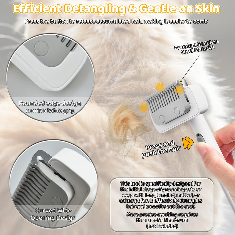 Cat Brush for Severely Matted Fur Cats, Pet Dense Undercoat Combing Brush for Knotted & Wide-pitch Dog Brush, One-Click Hair Removal Gentle Undercoat Comb for Thick, Dense Fur Cats & Dogs - PawsPlanet Australia