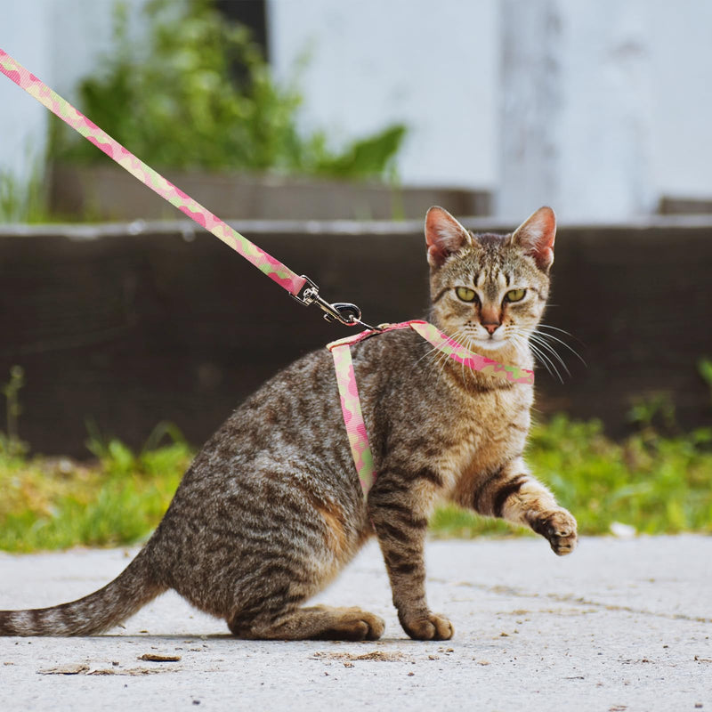 azuza Cat Harness and Leash Set for Safe Walking and Travel, Escape Proof Cat Harness, Lightweight Soft and Comfortable, Adjustable Kitten Harness for Small Medium Large Cats, Pink Camo Neck Girth: 7"-10", Chest Girth: 10"-17" 6#Pink Camo - PawsPlanet Australia