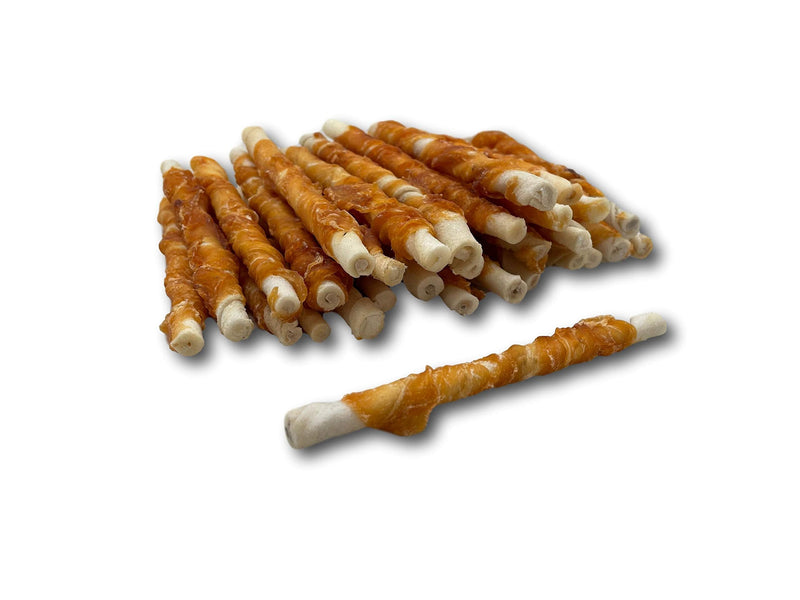 Top Dog Chews - All Natural Chicken Wrapped Rawhide Dog Twists (50 Pack), Natural Chew Sticks for Healthy Teeth and Happy Dogs, Delicious Dog Treats for Canine Dental Care 1 Count (Pack of 50) 50.0 - PawsPlanet Australia