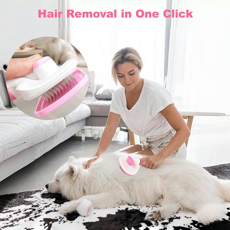 2 Piece Pink Dog Bath Supplies with Dog Brush and Shampoo Brush 2Pack