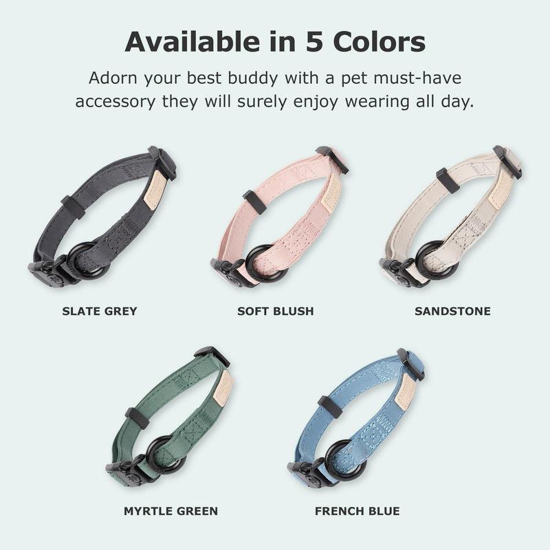 FuzzYard Life Dog Collars | Size M | Stylish Premium Cotton Design in Slate Grey Perfect for Everyday Wear Medium Slate Gray