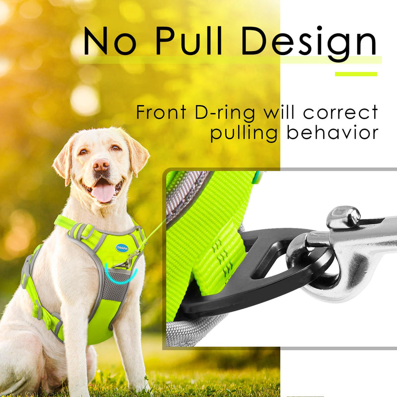 ThinkPet No Pull Harness Set Breathable Sport Harness with Handle - Reflective Padded Dog Safety Vest with Reflective Neon Dog Leash S Harness Leash Pack Green Small (Pack of 1) - PawsPlanet Australia