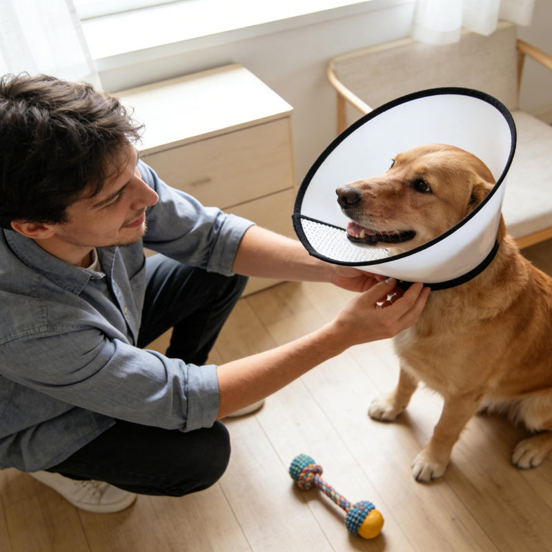 SUQ Pet Cone Recovery, Cone Adjustable Elizabeth Protective Collar, Anti-Bite Lick Safety Neck Cover, for after Surgery Wound Healing, Trimming Nails, Neck circumference 42-46cm, About 50 pounds (39-43 cm) neck circumference