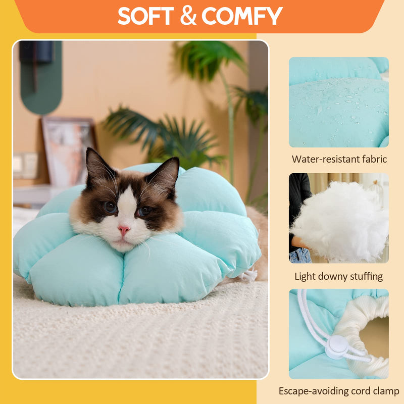 Avont Cat Cone Collar Soft, Adjustable Pet Recovery Collar for Cats Kittens Puppies After Surgery, Elizabethan Neck Cone of Shame Alternative to Stop Licking Biting Protect Wounds -Blue (M) Blue Medium