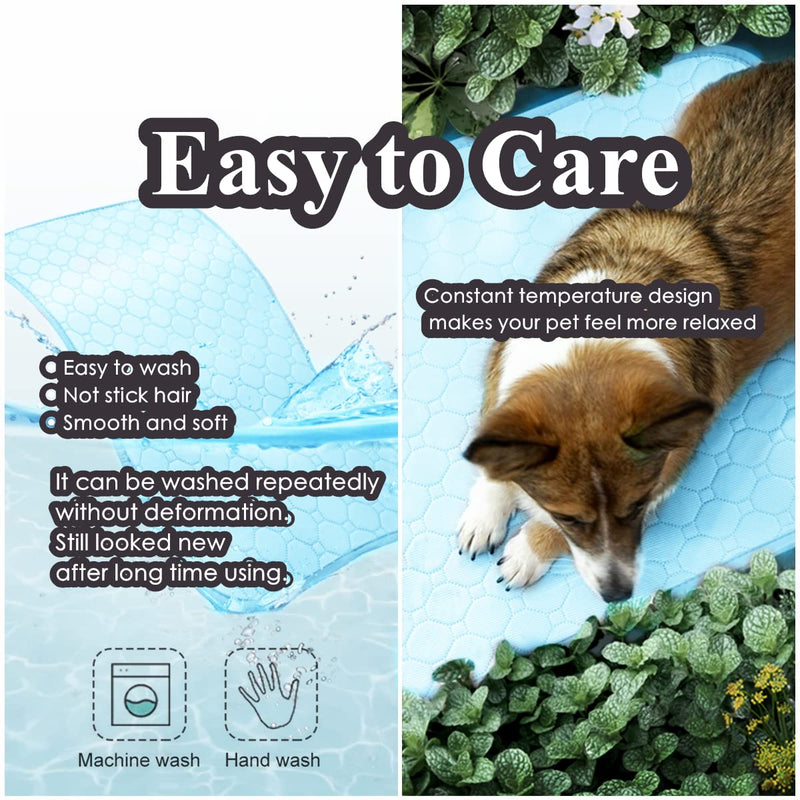 Mannice Dog Cooling Mat, Pet Cooling Mat for Dogs Cooling Blanket for Dogs Dog Cooling Pad for Kennels, Crates, Cars, Indoor & Outdoor Ice Silk Cooling Mat for Extra Large Dogs (Blue, XL(40 * 28")) Blue XL(40*28") - PawsPlanet Australia