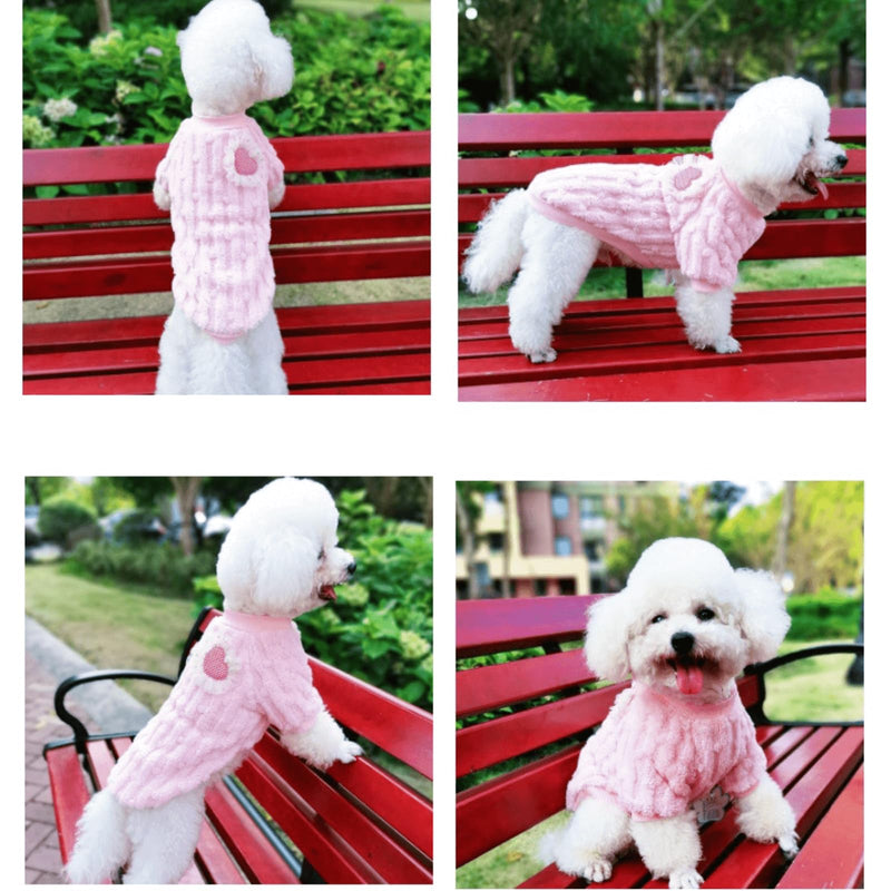 Cute Cat Sweaters Warm Cotton Plush Dog Apparel & Accessories Pink Kitten Turtleneck Sweaters for Indoor Cats and Small Dogs with Pet Laundry Bag (M (6.6-8.8lbs)) M (6.6-8.8lbs) - PawsPlanet Australia