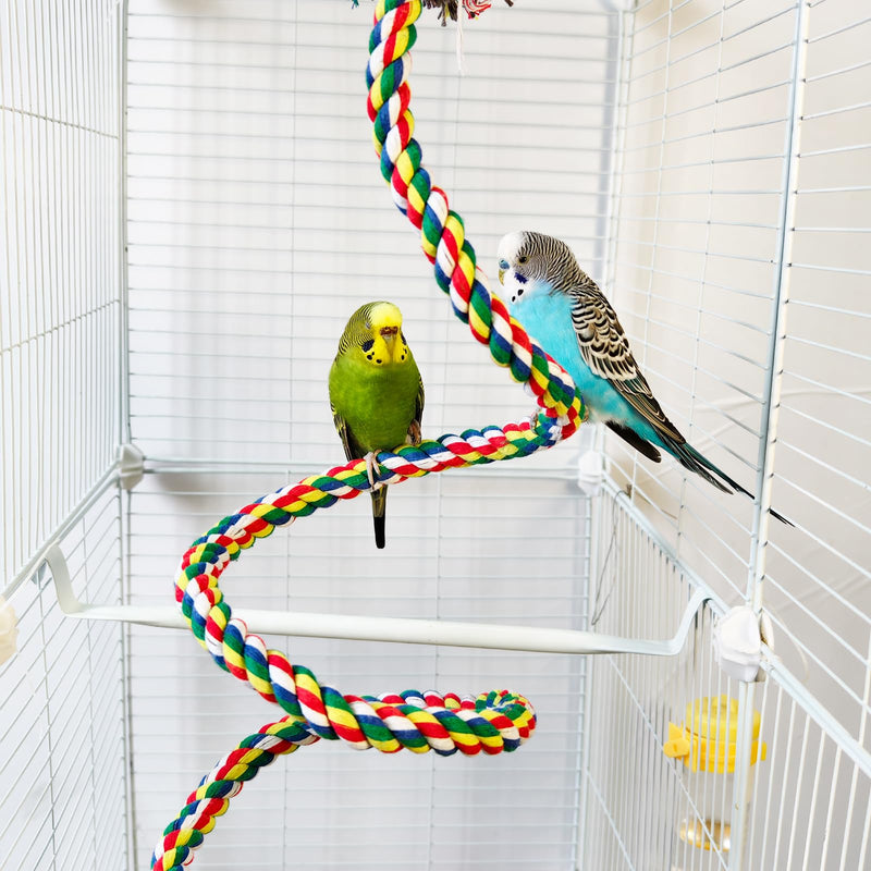 Bird Rope Perch & Birds Swing Set - Bird cage Accessories, Rope perches for Conures, Parrots,Cockatiel,Lovebird,Budgerigar,Parakeet perches for cage,Birds perches 40inch - PawsPlanet Australia