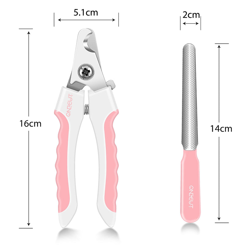 OneCut 6" Dog Nail Clippers for Small, Medium and Large Breed Professional Pet Nail Trimmers -Suitable for Cats, Rabbits and Guinea Pigs with Safety Guard to Avoid Over Cutting (Pink) Pink - PawsPlanet Australia