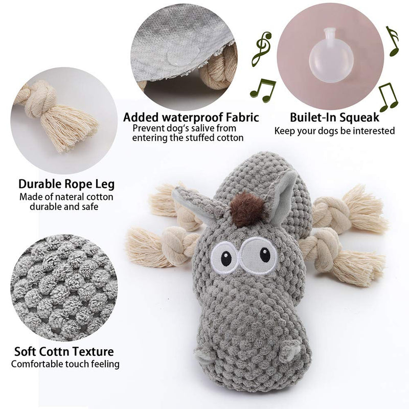 Dog Toy, Large Dog Squeaky Toys, Stuffed Animal Dog Plush Toy for Puppy, Small, Middle, Large Dogs (Donkey(Grey)) Donkey - PawsPlanet Australia