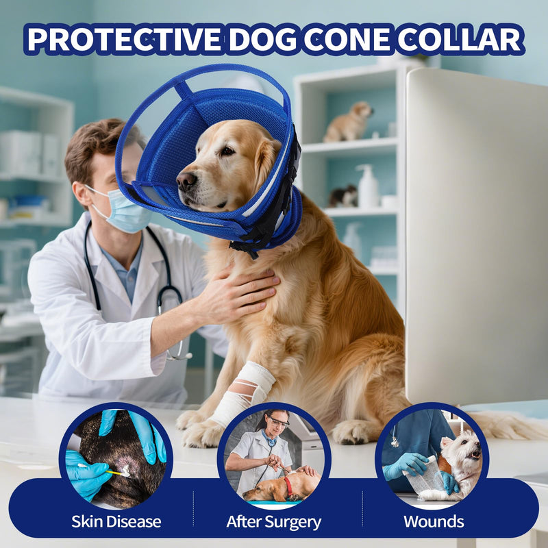 Allroaring Dog Cone Collar, Soft Cone for Dogs to Stop Licking, Adjustable Breathable Dog Cones for Medium Dogs Wound Care, Spay, Neuter, Pet Surgery Collar Blue M Medium (Neck Girth: 11" - 14.1")