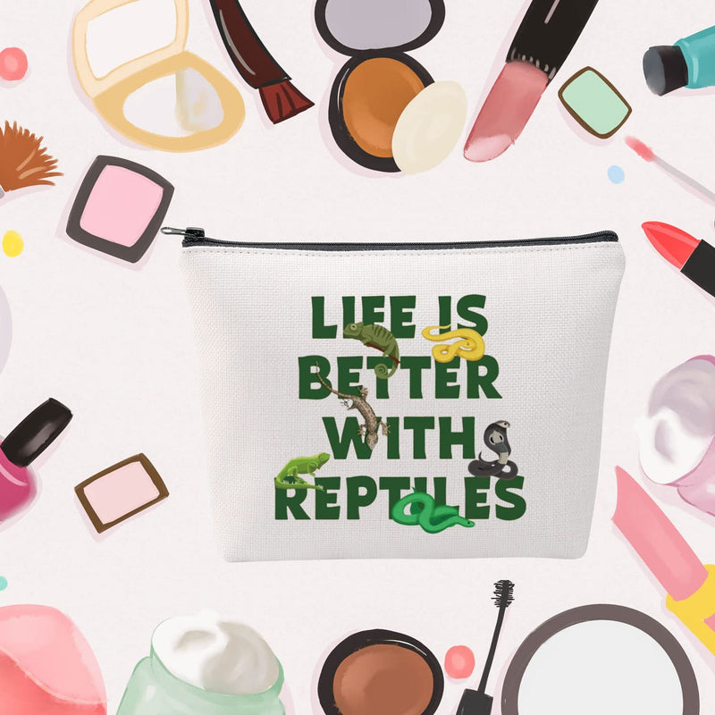 MNIGIU Reptile Lover Gift Life Is Better With Reptiles Cosmetic Bag Reptile Themed Gift Reptile Pet Carrier Bag - PawsPlanet Australia