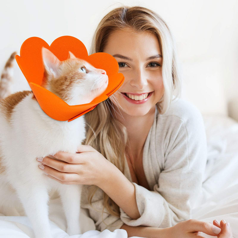 4 Pieces Cat Recovery Collar Cat Cones Flower Shape Pet Wound Healing Neck Collars Adjustable Soft Elizabethan Collars for Kitten Cats Puppy Rabbits S/M Size (Pink and Orange) - PawsPlanet Australia