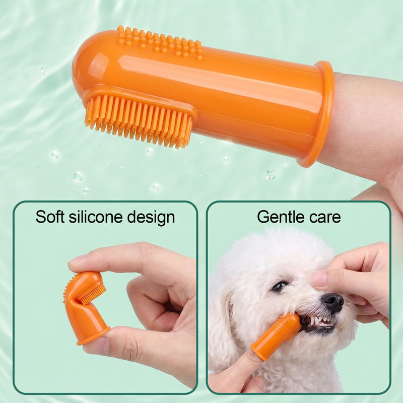 2 Pcs Dog Toothbrush and Toothpaste, Cat Teeth Cleaning with Beef Flavor Toothpaste Finger Brush and Toothbrush for Dogs Cats